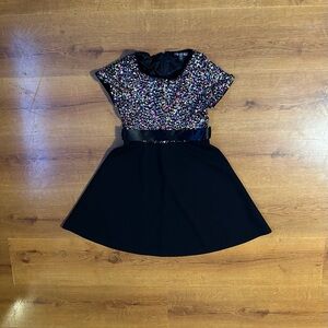 Three Hearts Girls Multicolor Sequin Dress with Black Skirt